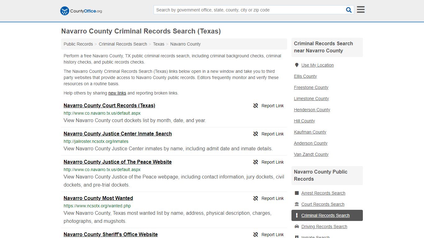 Navarro County Criminal Records Search (Texas) - County Office